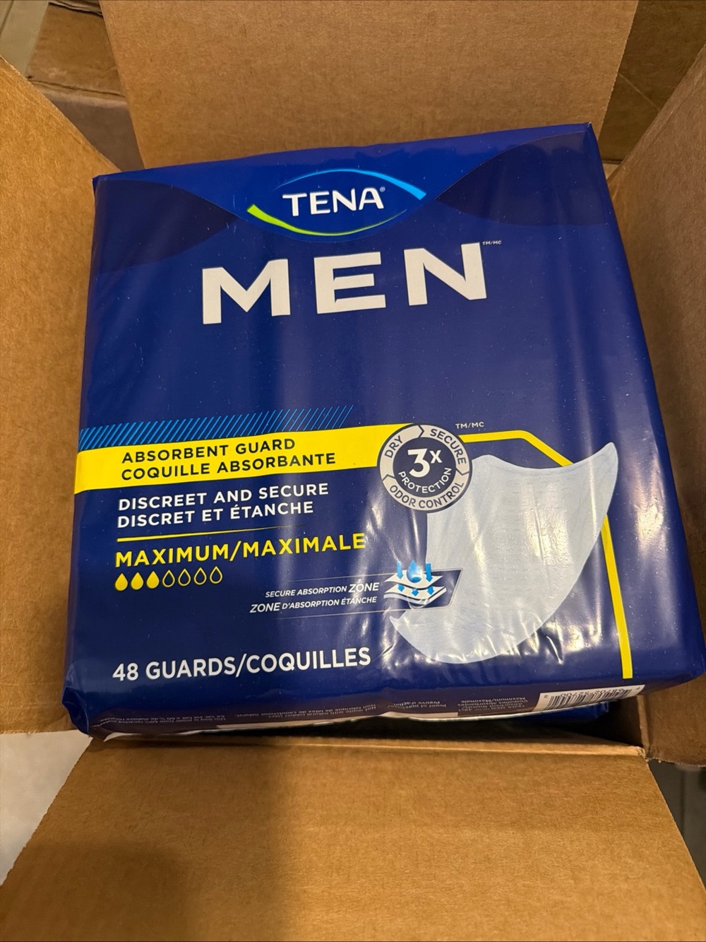 TENA Incontinence Guards for Men, Maximum Absorbency - 144 Count (3 X 48)
